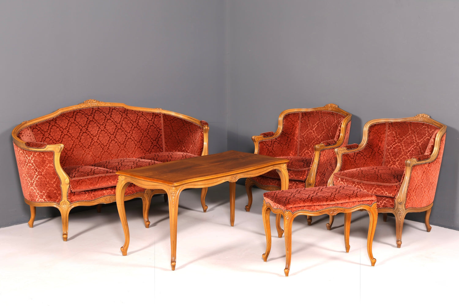 Edler Chippendale Armlehnsessel Barock Stil Sessel Samt Stoff Armchair Sessel 1 von 2