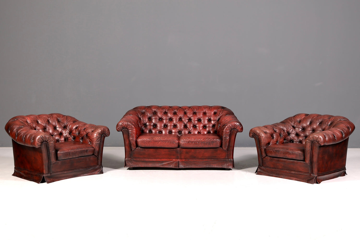 Edler Original Chesterfield Sessel Englischer Armlehnsessel Englisch Herrensessel Antik Echt Leder