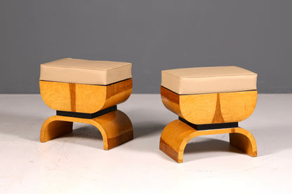Beautiful Art Deco-style stool, birch, seat stool, footstool, footrest, antique vintage