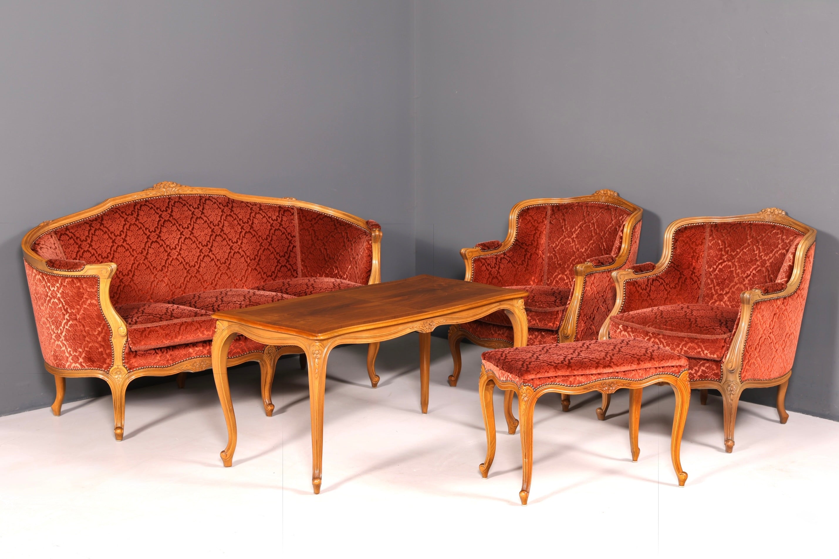 Edler Chippendale Armlehnsessel Barock Stil Sessel Samt Stoff Armchair Sessel 2 von 2