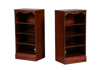 Zwei klassische Hauptstadt Möblerei Drexel Heritage Bücherregale aus massivem dunklem Holz mit geschwungenem Design