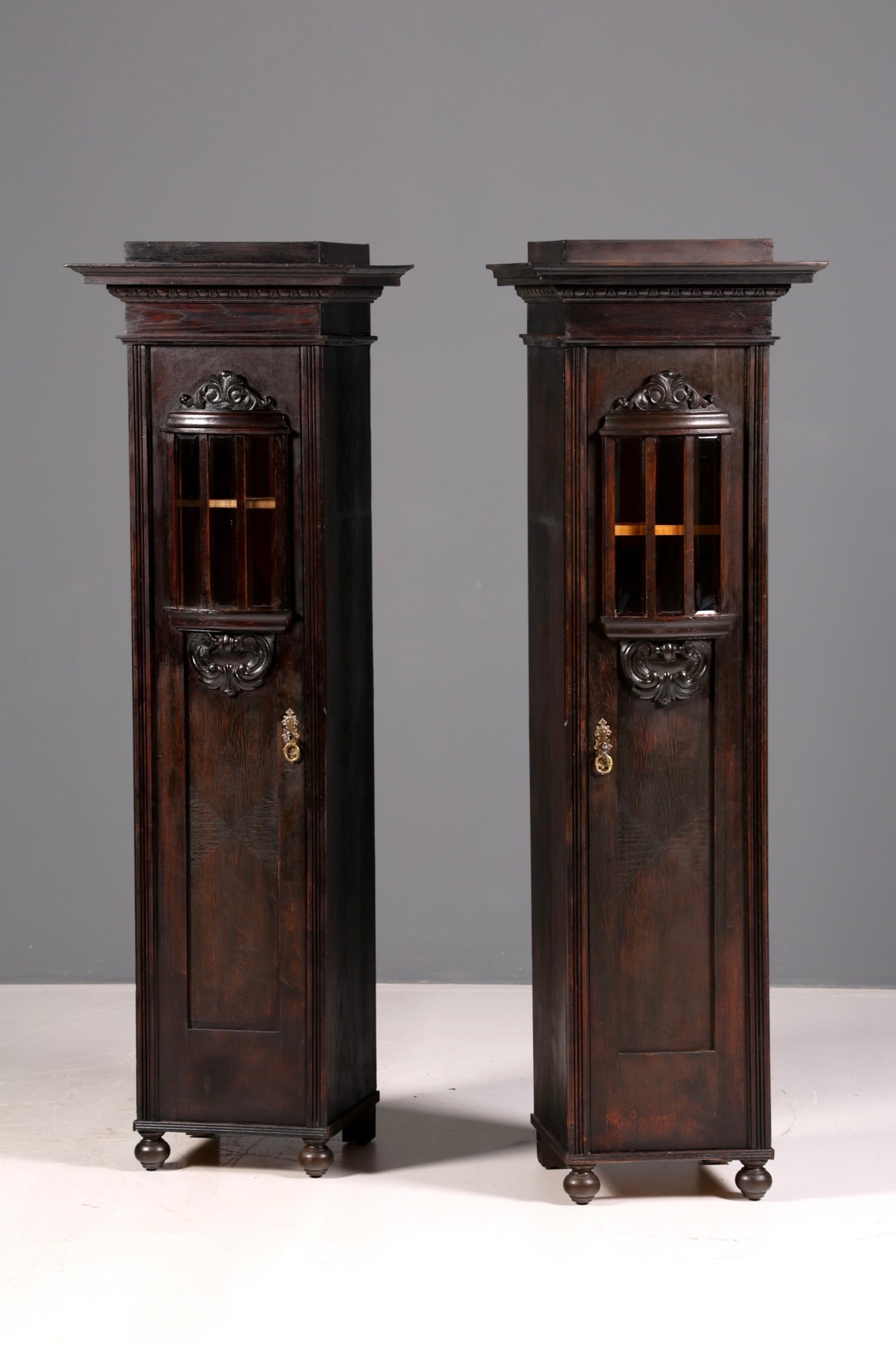 Magnificent Art Nouveau oak display cabinet, antique bookcase, dish cabinet, glass cabinet, antique cabinet, 2 of 2