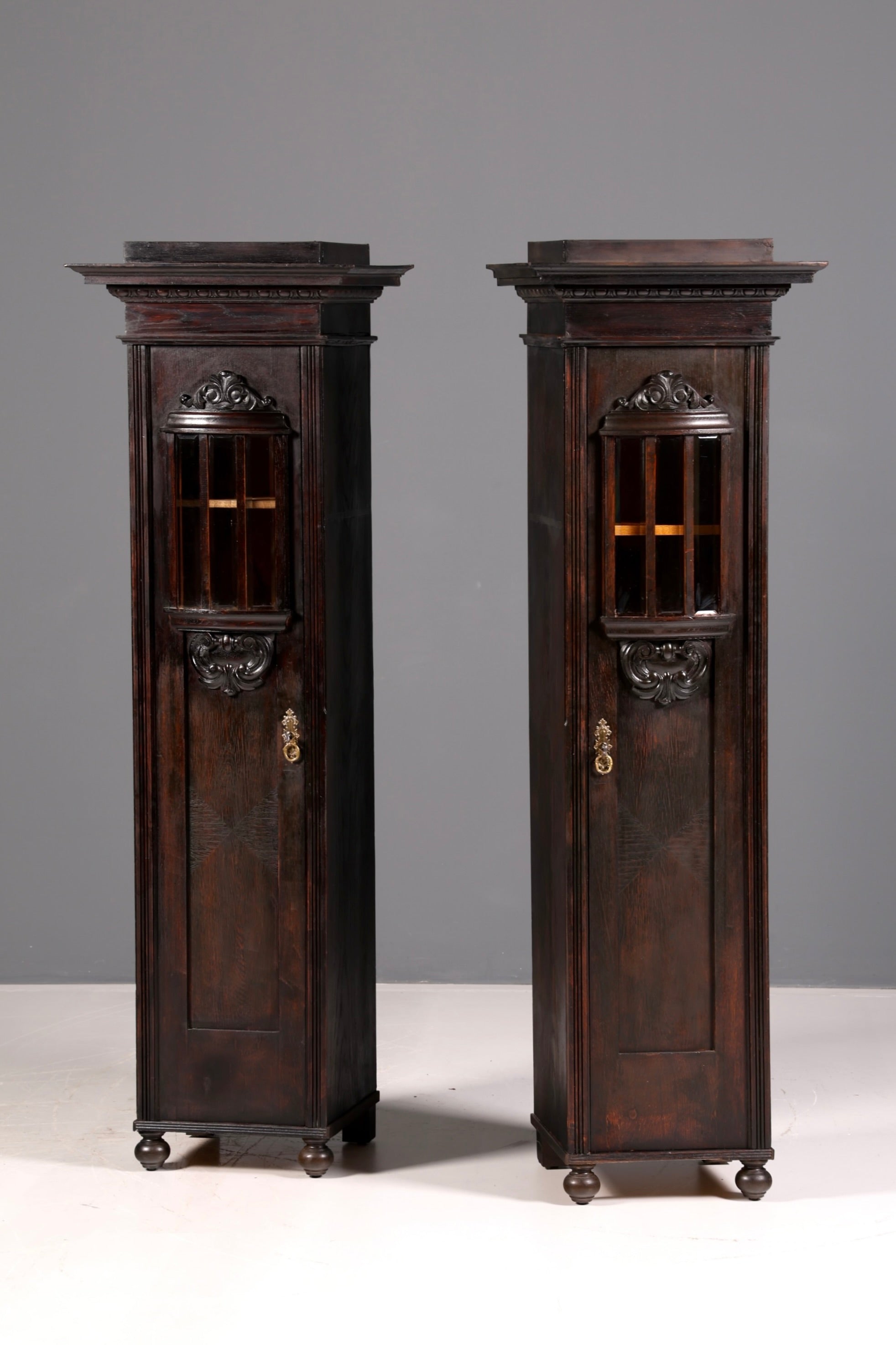 Magnificent Art Nouveau oak display cabinet, antique bookcase, dish cabinet, glass cabinet, antique cabinet, 2 of 2