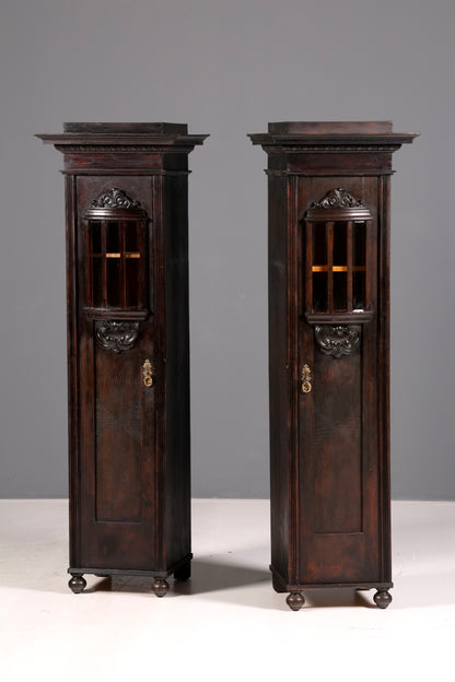Prachtvolle Jugendstil Vitrine Antiker Bücherschrank Geschirrschrank Glasvitrine Schrank Antik 1 von 2