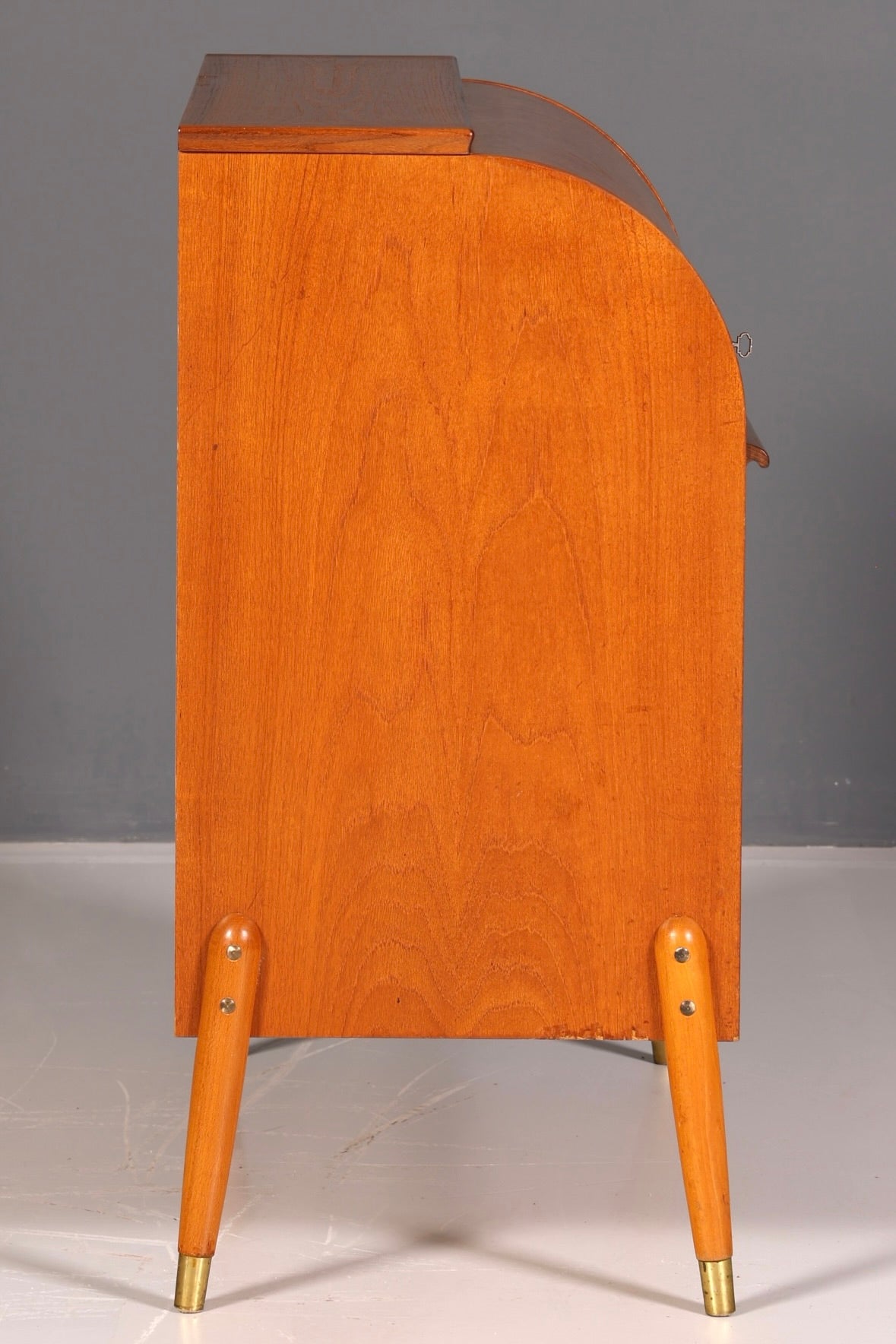 Wunderschöner Mid Century Rollladen Sekretär Schreibkommode Büro Schrank Vintage 60s Holz