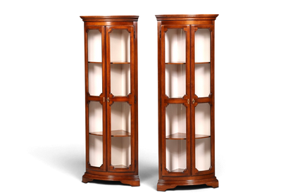Edle Original Selva Eckvitrine Antik Stil Glasvitrine Schrank Geschirrschrank Eckregal