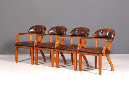 Wunderschöner Chesterfield Armlehnstuhl Braun Echt Leder Englisch Bürostuhl Schreibtischstuhl Sekretär Stuhl Court Chair 3 von 4