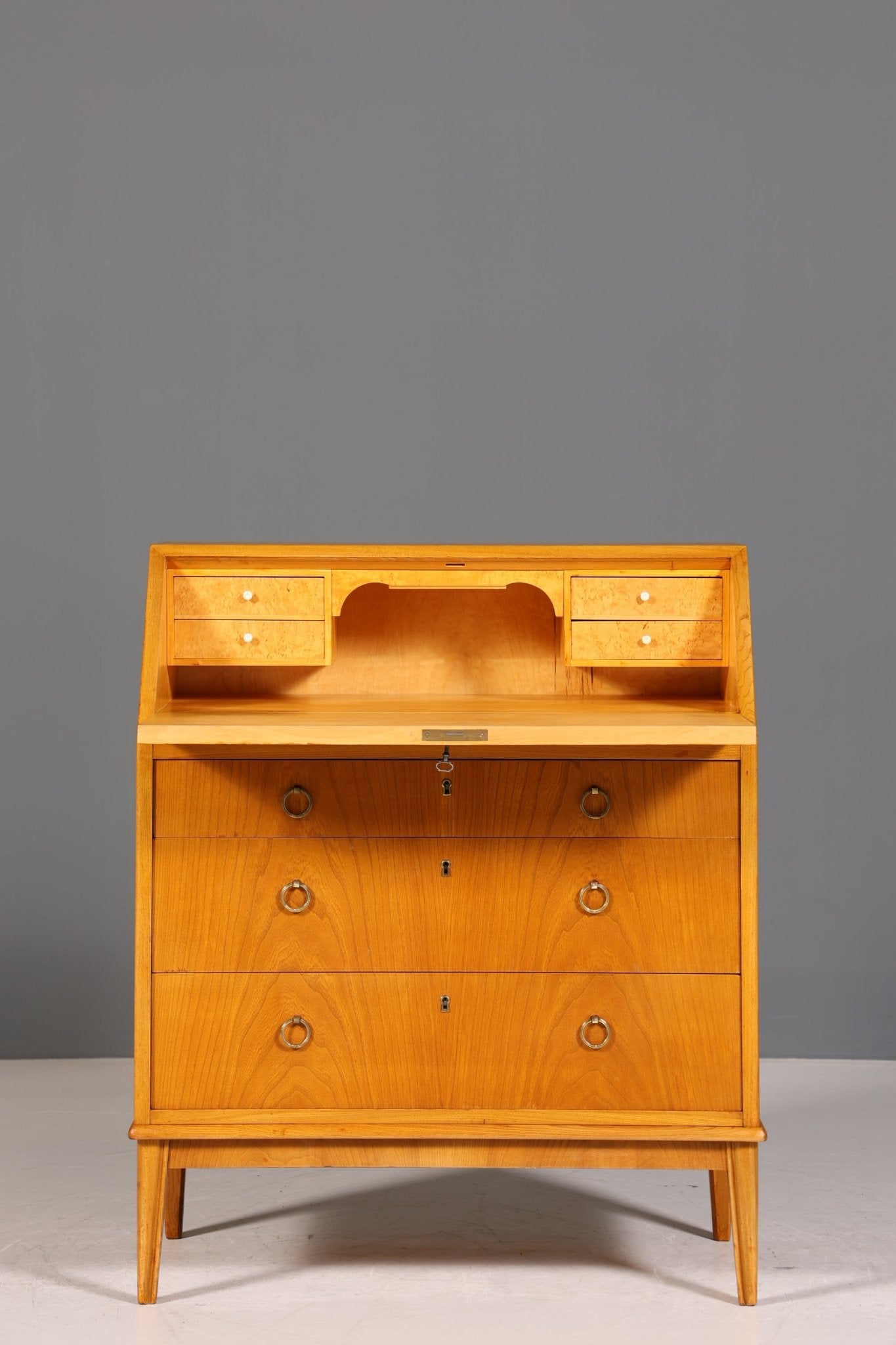 Schlichter Mid Century Sekretär Danish Design Retro Büro Schrank Vintage Büro Kommode