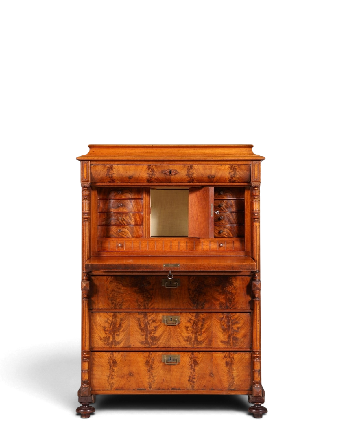 Stilvoller Gründerzeit Sekretär Vertiko Highboard Louis Philippe Kommode Schrank um 1880