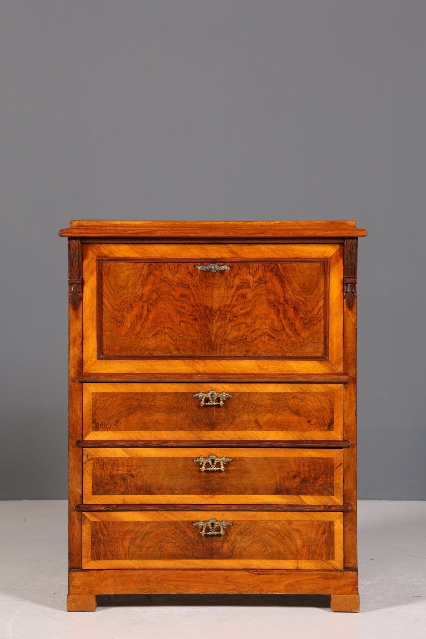 Stilvoller Gründerzeit Sekretär Vertiko Highboard Louis Philippe Kommode um 1880