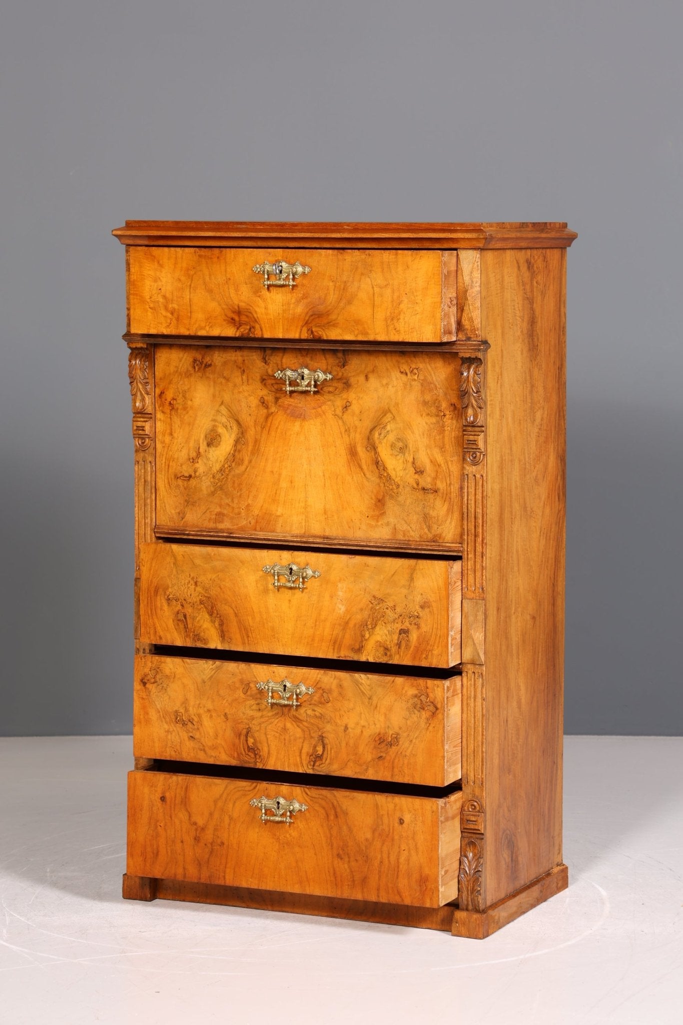 Stilvoller Gründerzeit Sekretär Vertiko Highboard Louis Philippe Kommode um 1880
