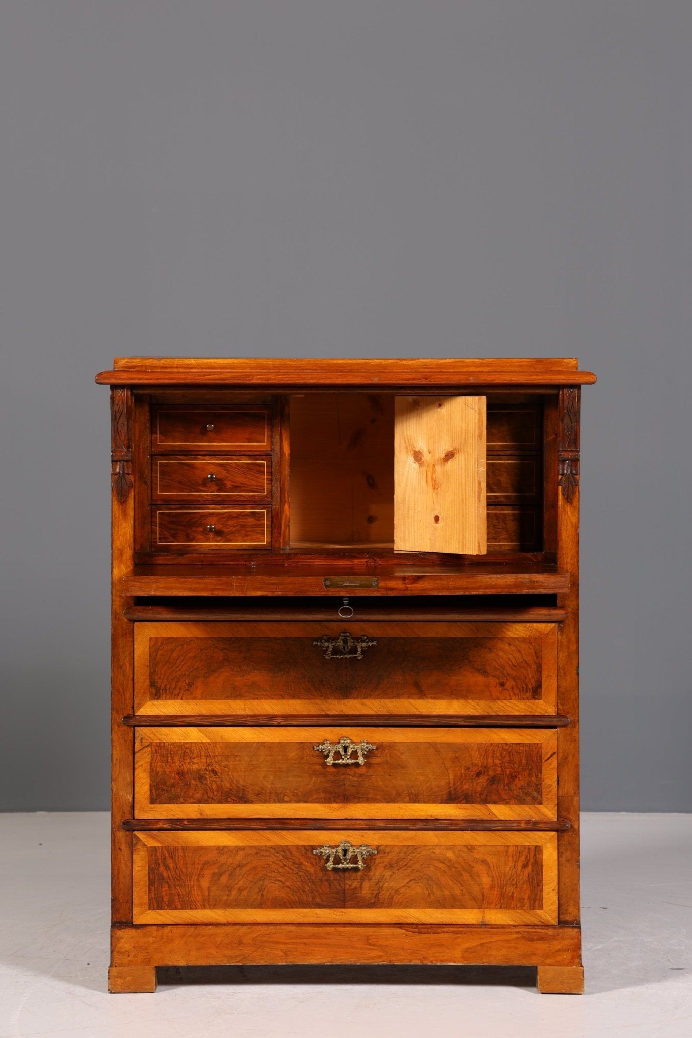 Stilvoller Gründerzeit Sekretär Vertiko Highboard Louis Philippe Kommode um 1880