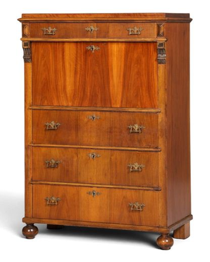 Stilvoller Gründerzeit Sekretär Vertiko Nussbaum Jugendstil Highboard Louis Philippe Kommode um 1880