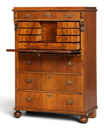 Stilvoller Gründerzeit Sekretär Vertiko Nussbaum Jugendstil Highboard Louis Philippe Kommode um 1880