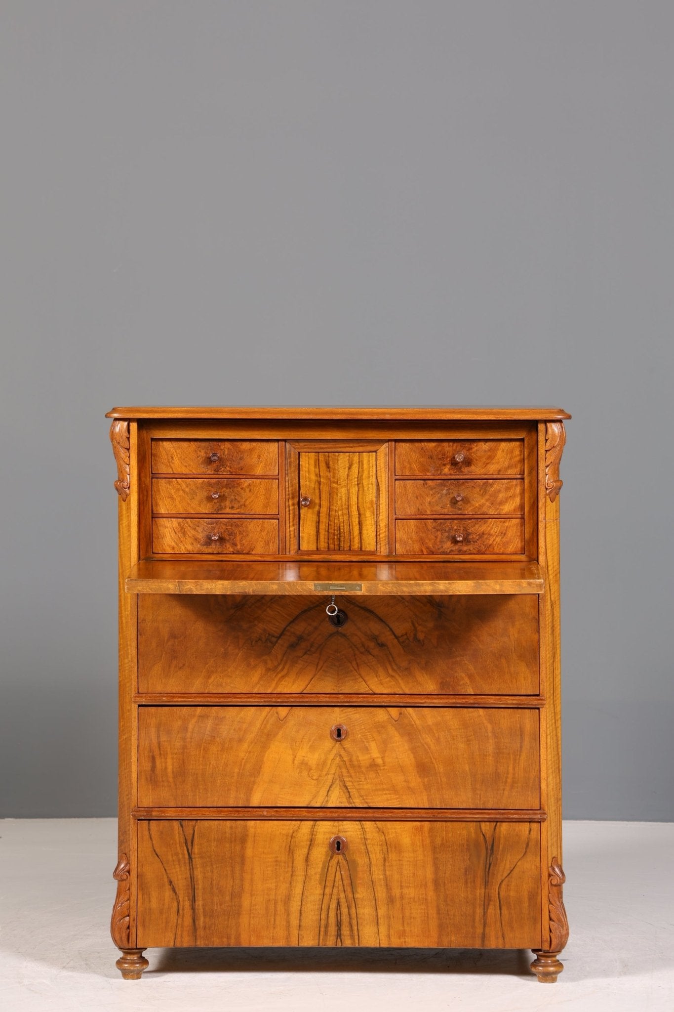 Stilvoller Louis Philippe Sekretär Biedermeier Vertiko Jugendstil Antik Kommode um 1880 Schreibkommode