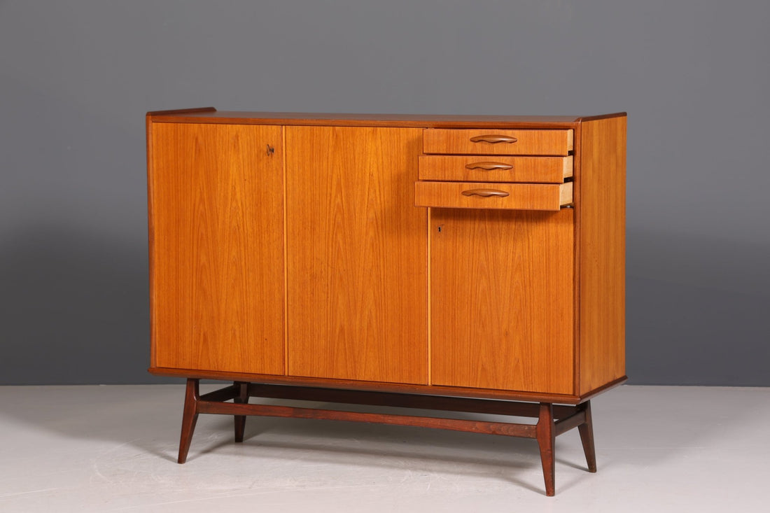 Stilvolles Mid Century Highboard Sideboard Vintage Schrank 60er Jahre Büro Kommode Aktenschrank