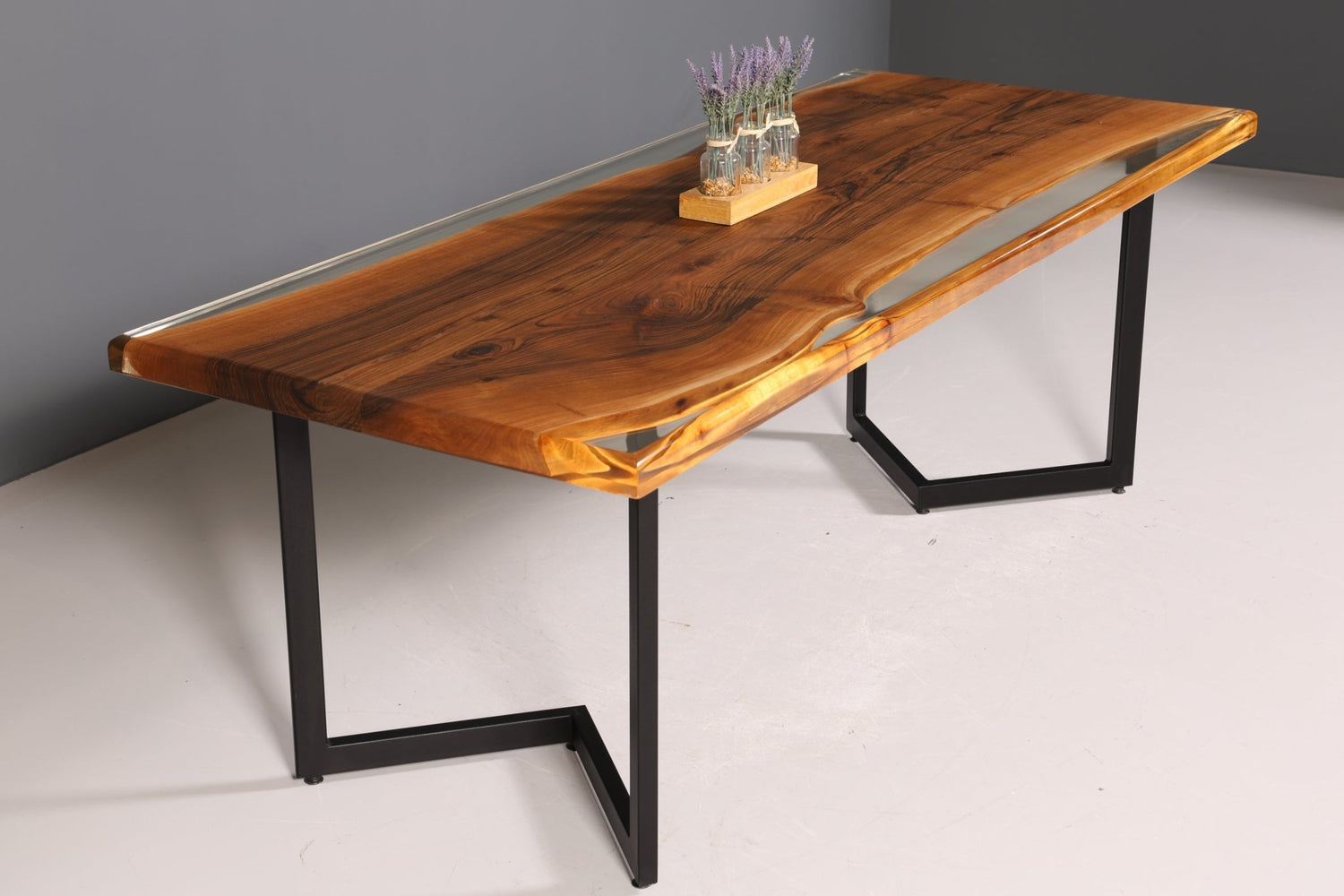 Wunderschöner Epoxidharz Tisch 220-90 cm Epoxy Nussbaum massiv Holz Esszimmer Tisch