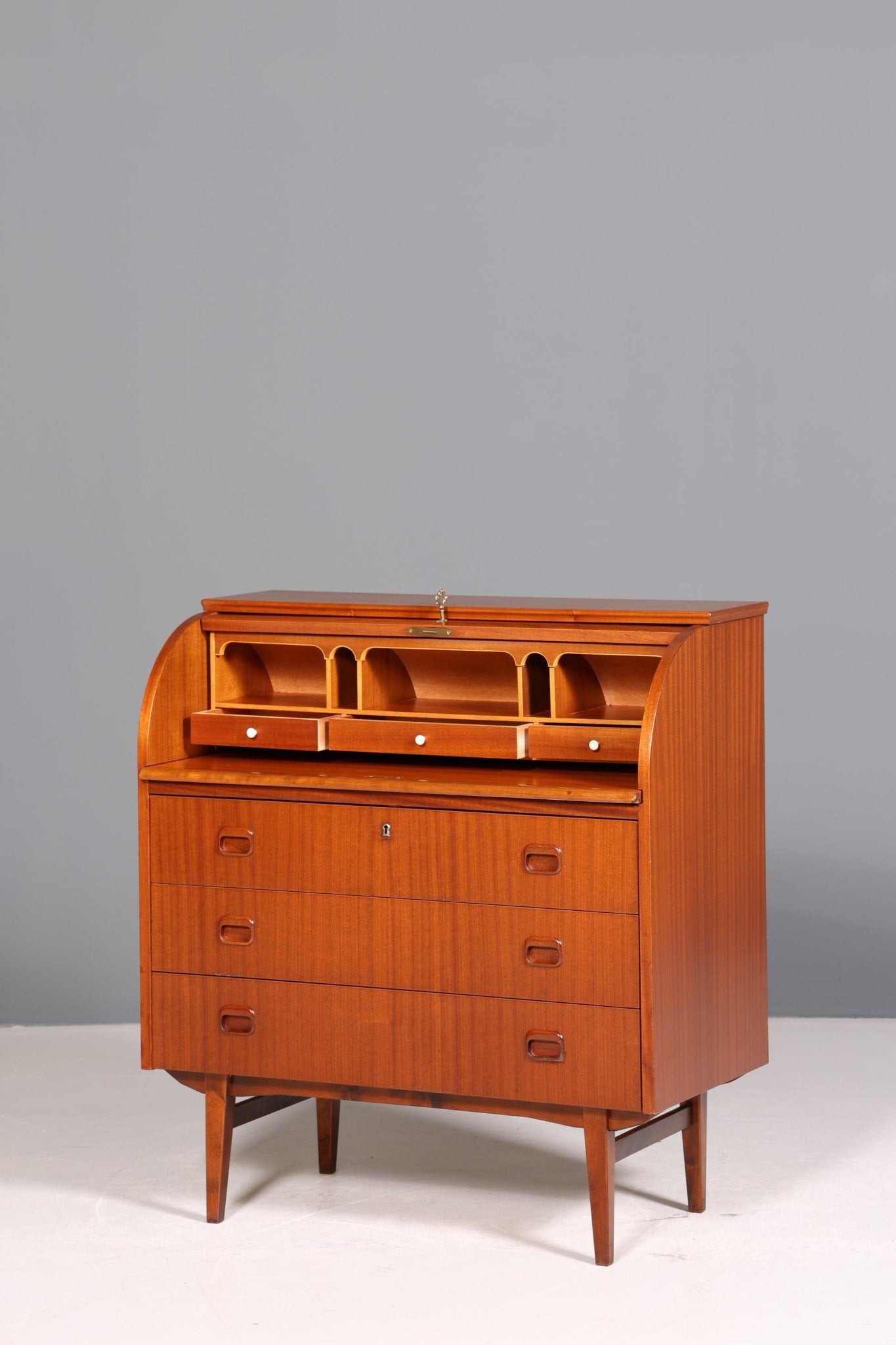 Wunderschöner Mid Century Rollladen Sekretär Danish Design Schreibtisch echt Holz  Schrank